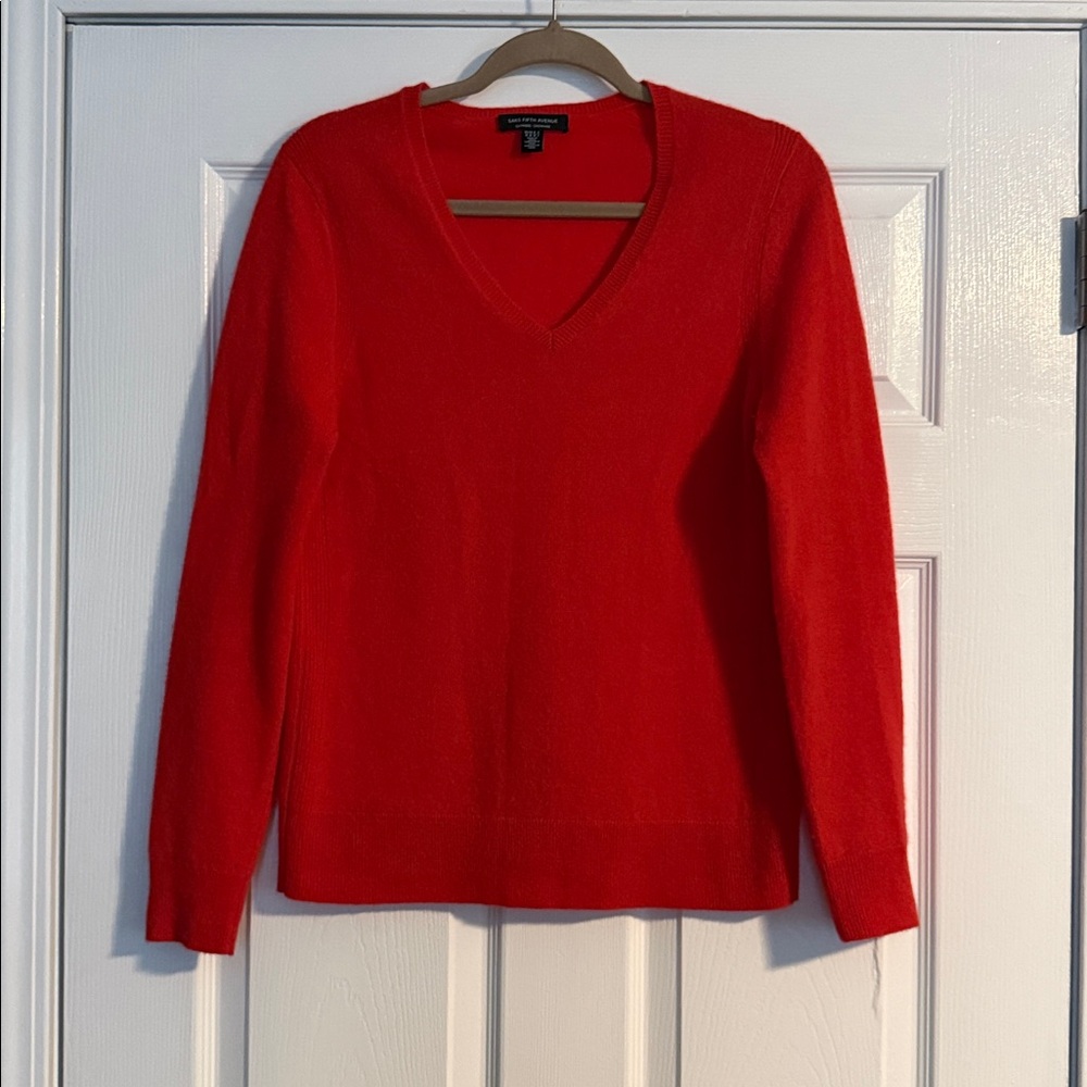 Saks Fifth Avenue Vibrant Red V-Neck Sweater